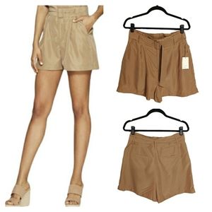 A NEW DAY Light Brown Paperbag Waist Belted Shorts 12 (Large) NWT